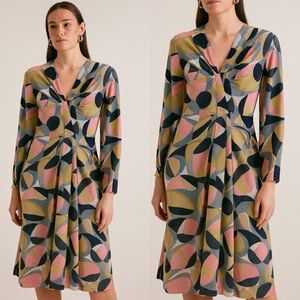 MARNI Multicolor Abstract Printed Half Sleeve Oversized Mini Dress Size …